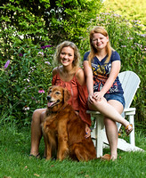 Leah with her sister and her dog
